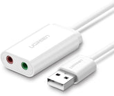Placa de Som Externa e Adaptador Áudio USB UGREEN 30143 com Entradas P2 3,5mm para Auscultadores e Microfone Plug and Play