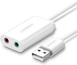 Placa de Som Externa e Adaptador Áudio USB UGREEN 30143 com Entradas P2 3,5mm para Auscultadores e Microfone Plug and Play