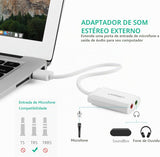 Placa de Som Externa e Adaptador Áudio USB UGREEN 30143 com Entradas P2 3,5mm para Auscultadores e Microfone Plug and Play