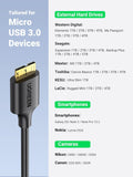 Ugreen US130 10841 cable with USB-A 3.0 - micro USB-B connectors, 1 m long - black