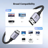 UGREEN 8K Mini HDMI to HDMI Cable 6.6FT Aluminum
