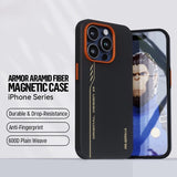 BL032 - Capa Magnética de Aramida Preto e Laranja para iPhone 16 Pro Max