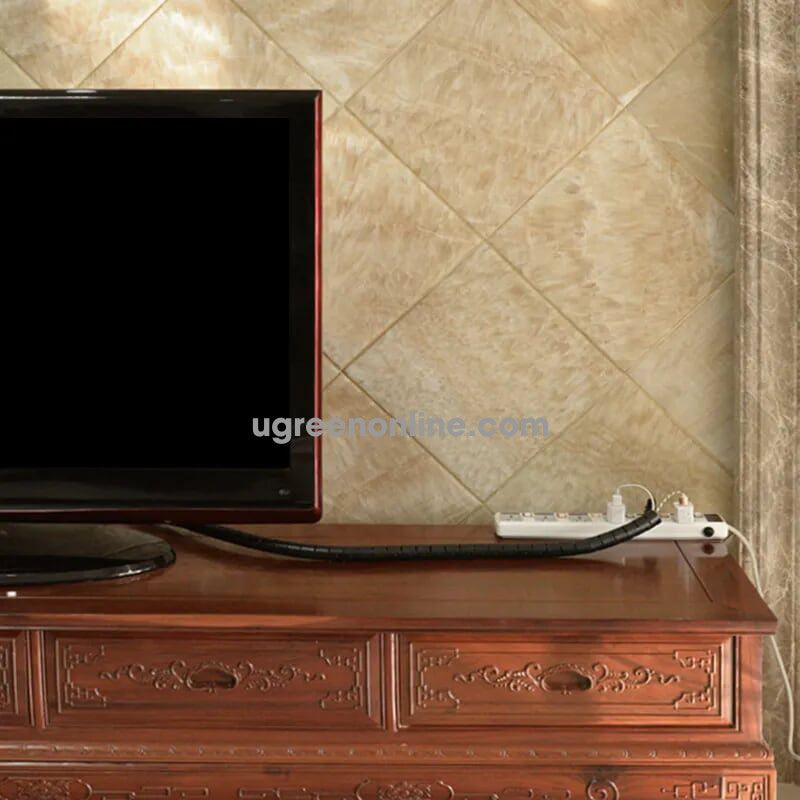 UGreen Spiral Cable Zipper Organizer Tube 1.5M Black | 30818