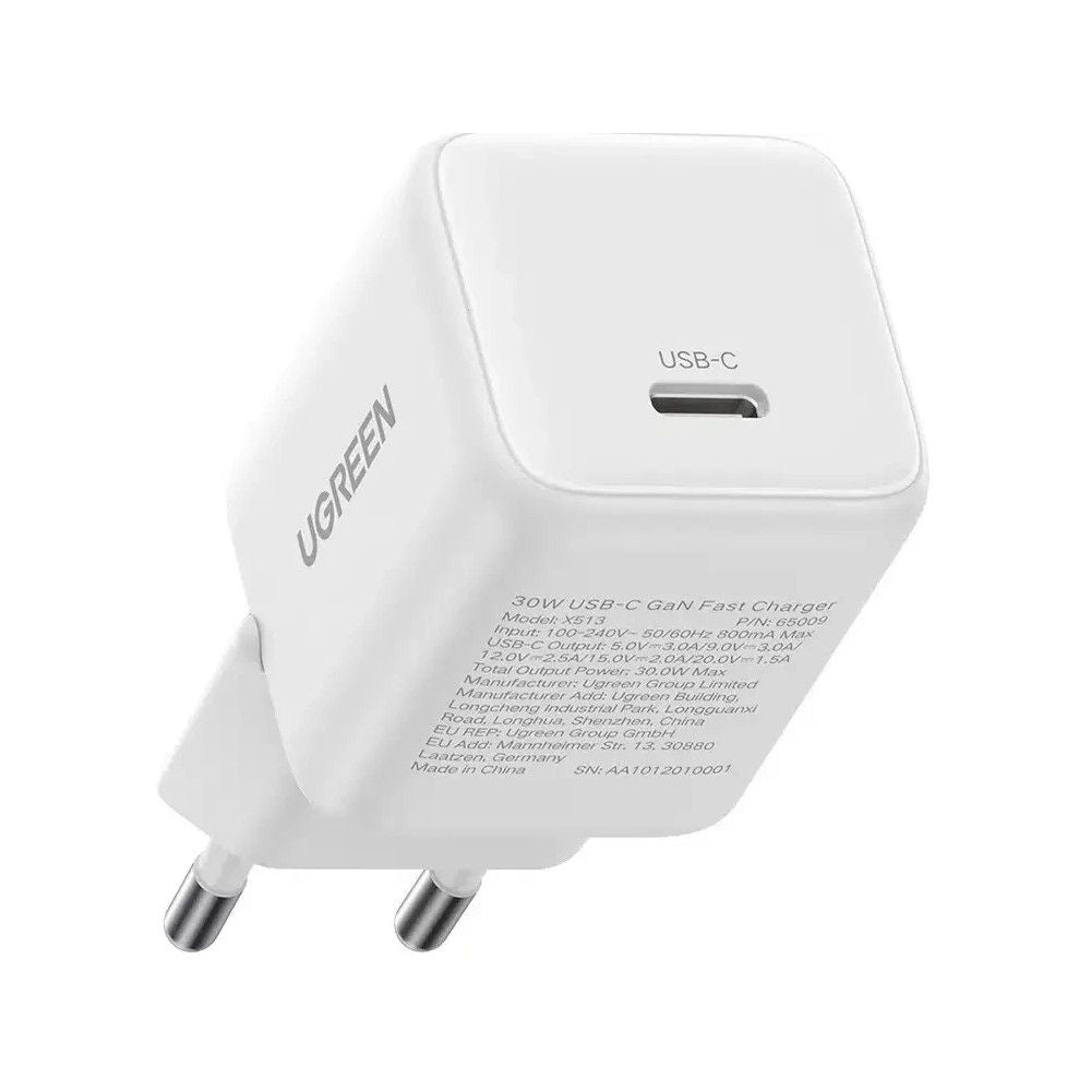 UGREEN 30W USB-C GaN Fast Charger Set White EU 65013