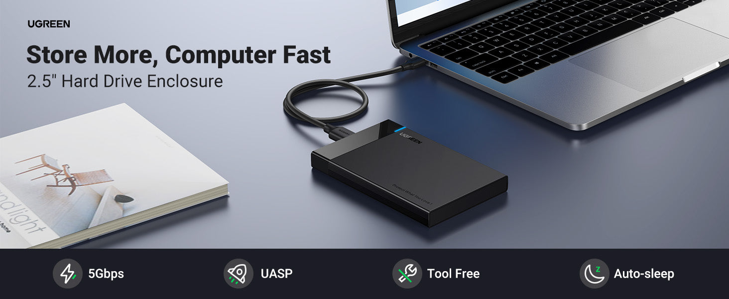 Adaptador UGREEN USB 3.0 para SATA III para gabinete de disco rígido de 2,5" 30848