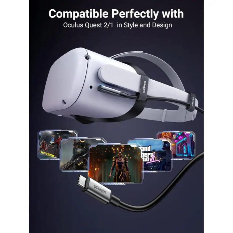 UGREEN 90629 RIGHT ANGLE USB-C TO C VR CABLE 5M (5GBPS) BLK