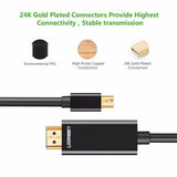 UGREEN Mini DP Male to HDMI Cable Black Support 4K 1.5M (20848)