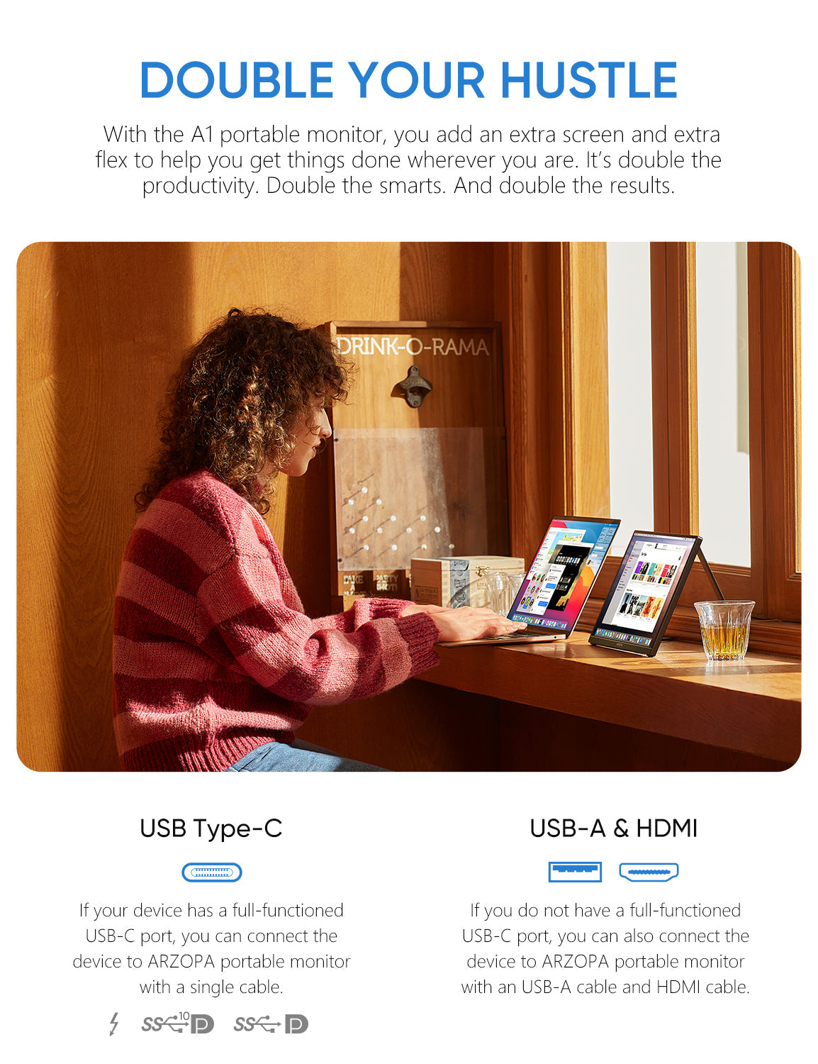 Monitor Portátil Arzopa A1 – 15.6” FHD 1080P