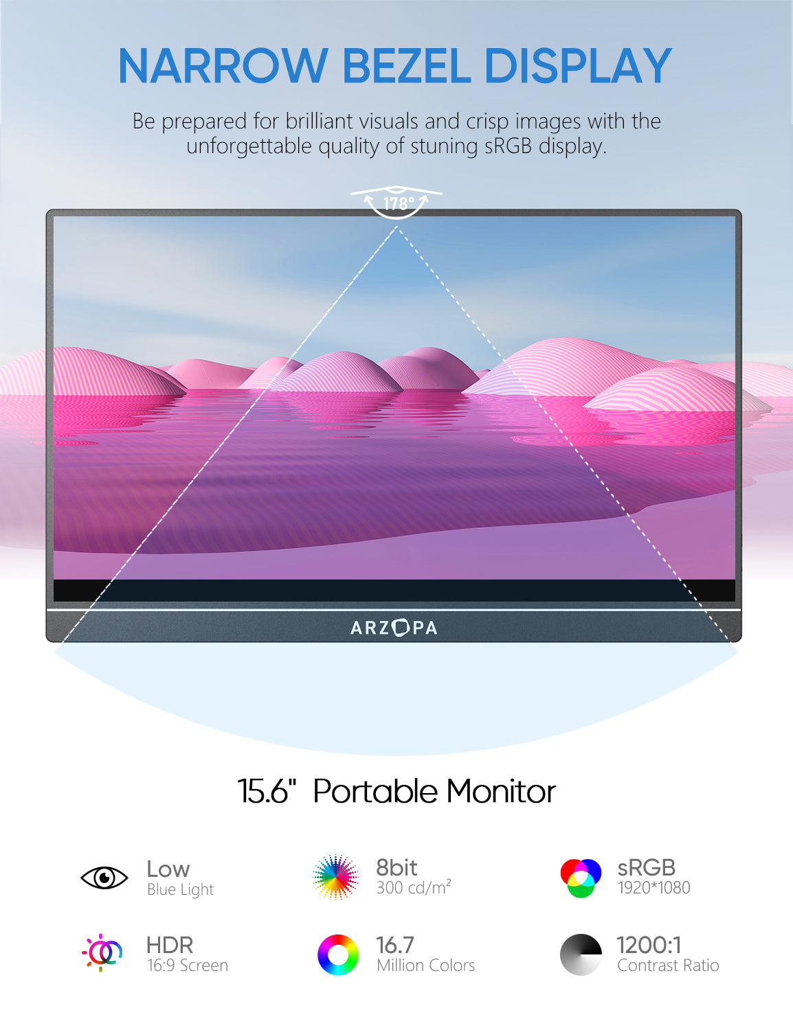 Monitor Portátil Arzopa A1 – 15.6” FHD 1080P