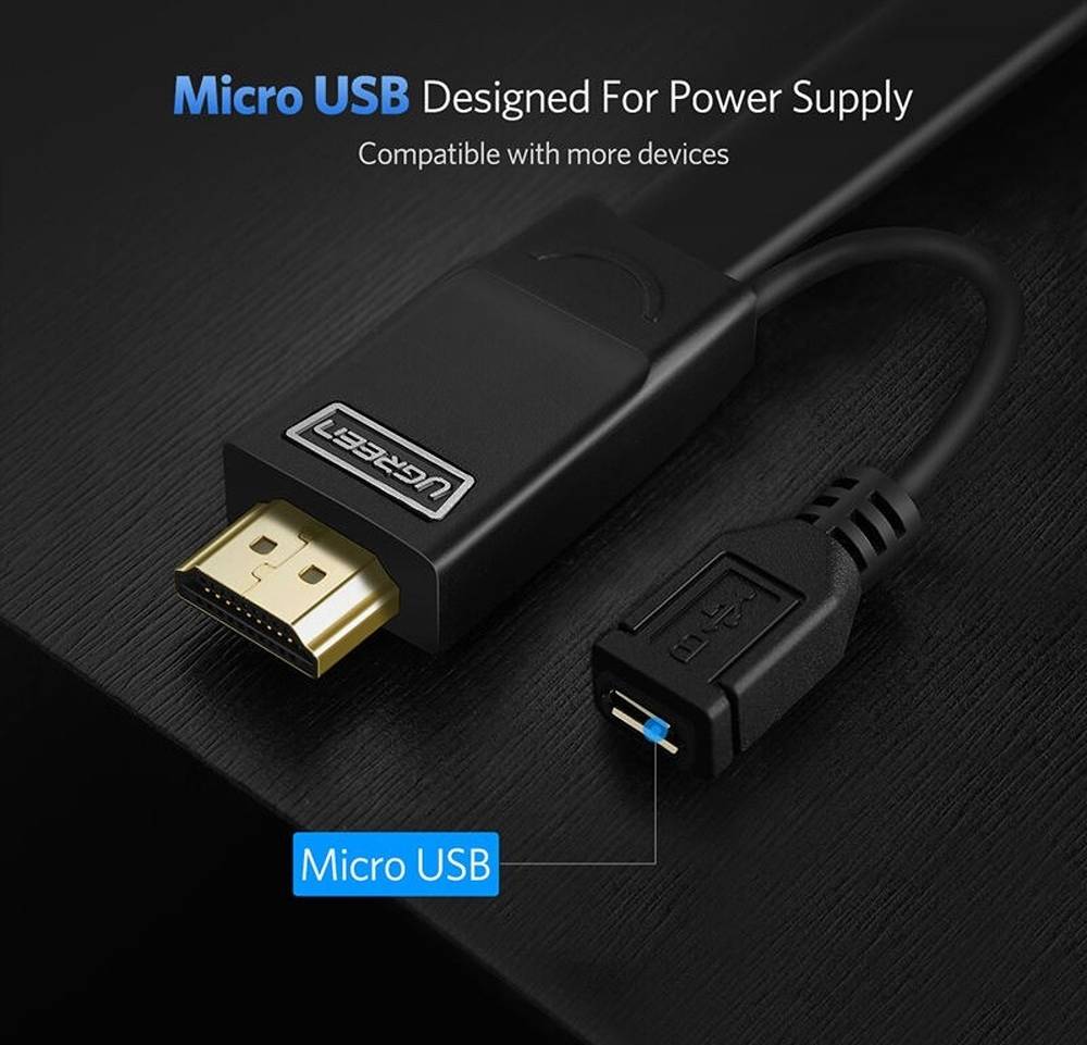 UGREEN 1080P 60Hz HDMI Male to VGA Male 1.5-Meters