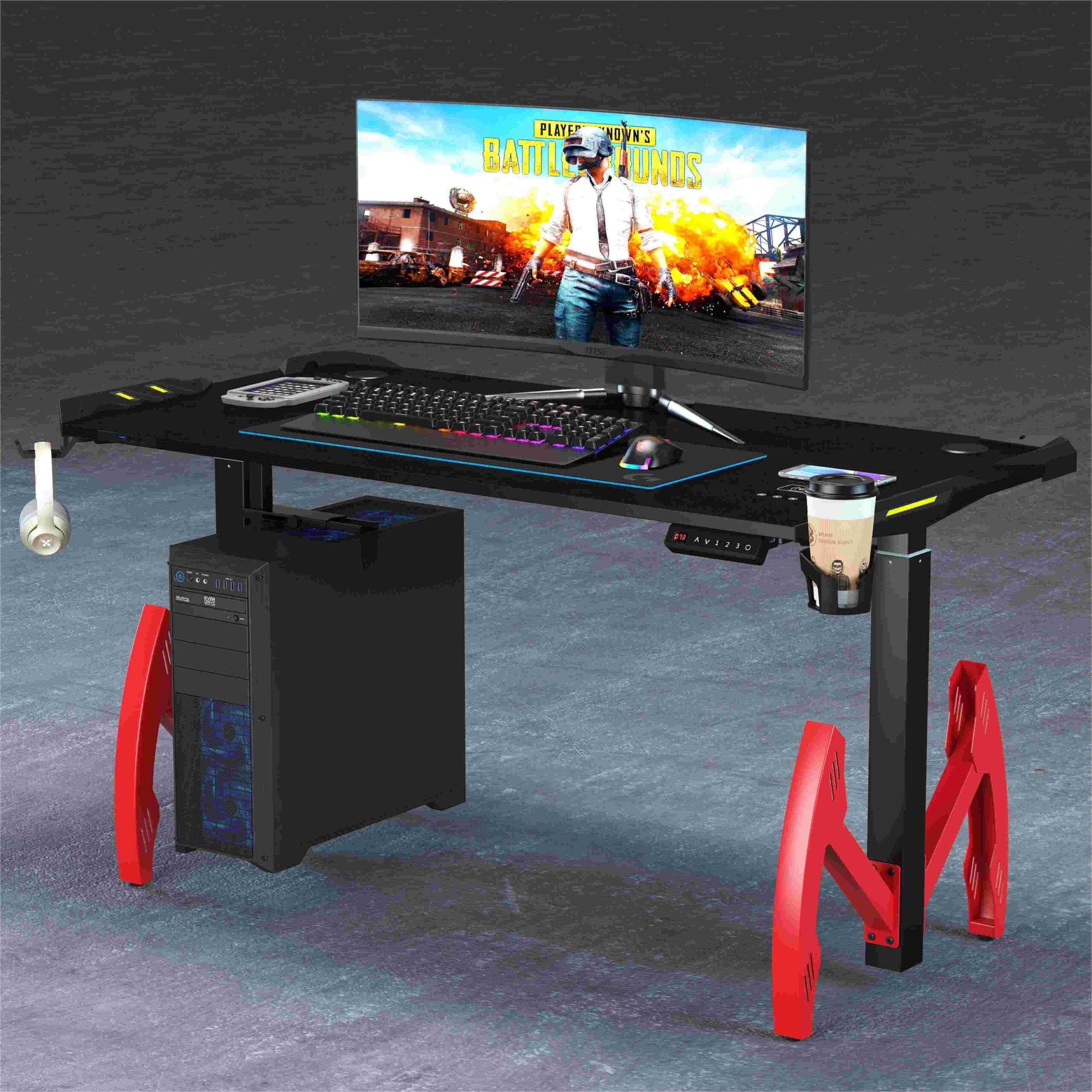 MESA DE TRABALHO EM PÉ COM LUZ LED RGB GT-022