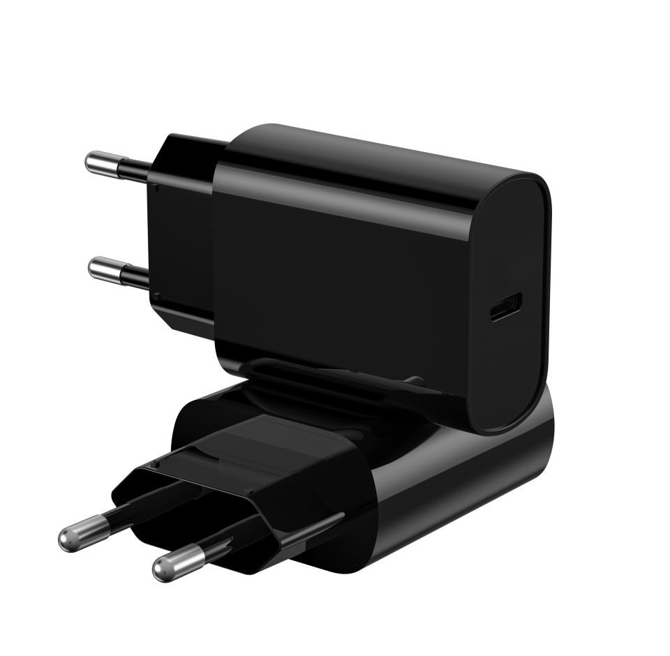 Wall Charger with 20W PD Single Port USB Wall Plug Black White Charging