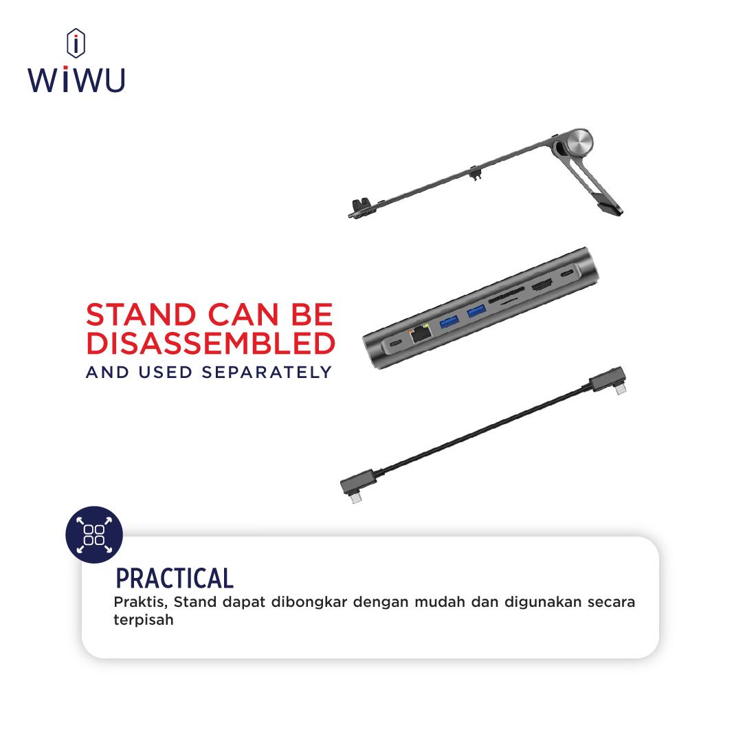 WiWU A821CH 2-in-1 Laptop Stand &amp; Hub
