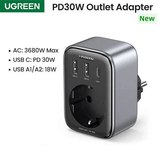 UGREEN CD314 adapter EU/US + 2xUSB-A, 1xUSB-C