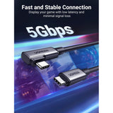 UGREEN 90629 RIGHT ANGLE USB-C TO C VR CABLE 5M (5GBPS) BLK