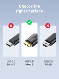 Ugreen US130 10841 cable with USB-A 3.0 - micro USB-B connectors, 1 m long - black
