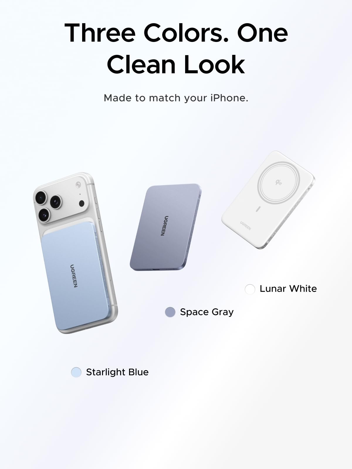 Power Bank UGREEN Magflow Air 5000mAh Qi2 15W, Ultrafino de 8,6 mm (Azul Star Light) 95931B