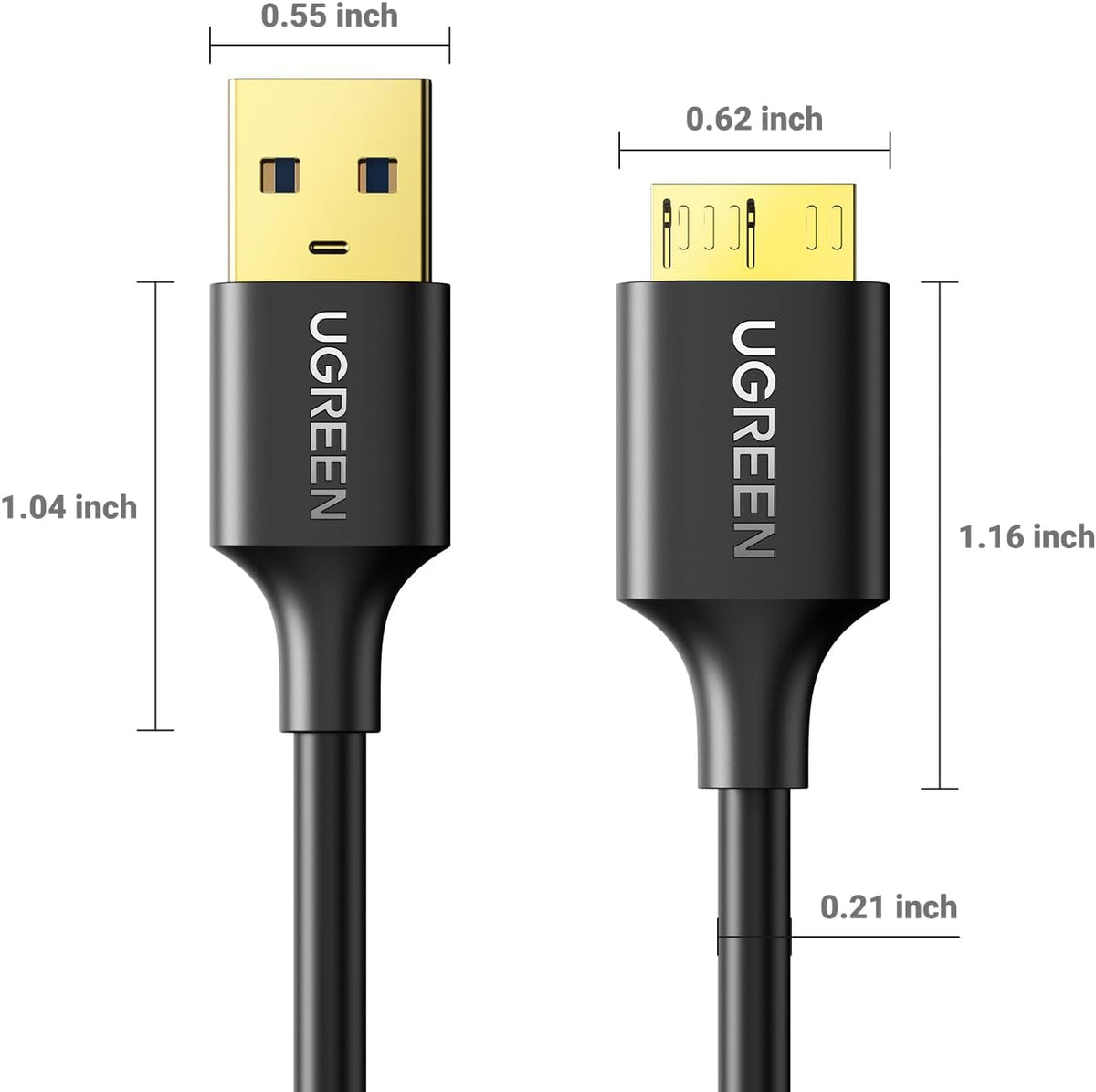 Ugreen US130 10841 cable with USB-A 3.0 - micro USB-B connectors, 1 m long - black