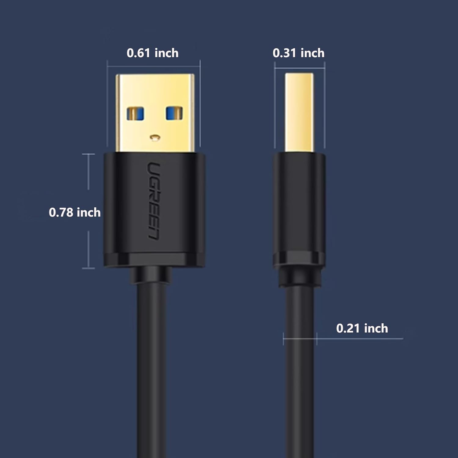 Ugreen 10370 3.0 A Male to Male USB Cable, 1 meter Size