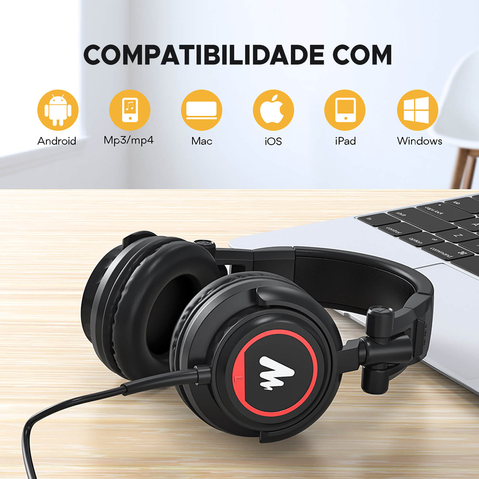 Fone De Ouvido Headphone Estúdio Drivers Maono Au-Mh501