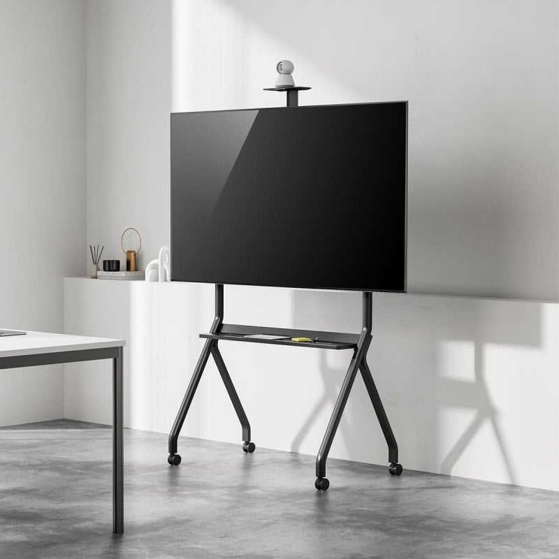 Suporte de Chão para TV 55-100" Máx.120kg com Rodas e Bandeja