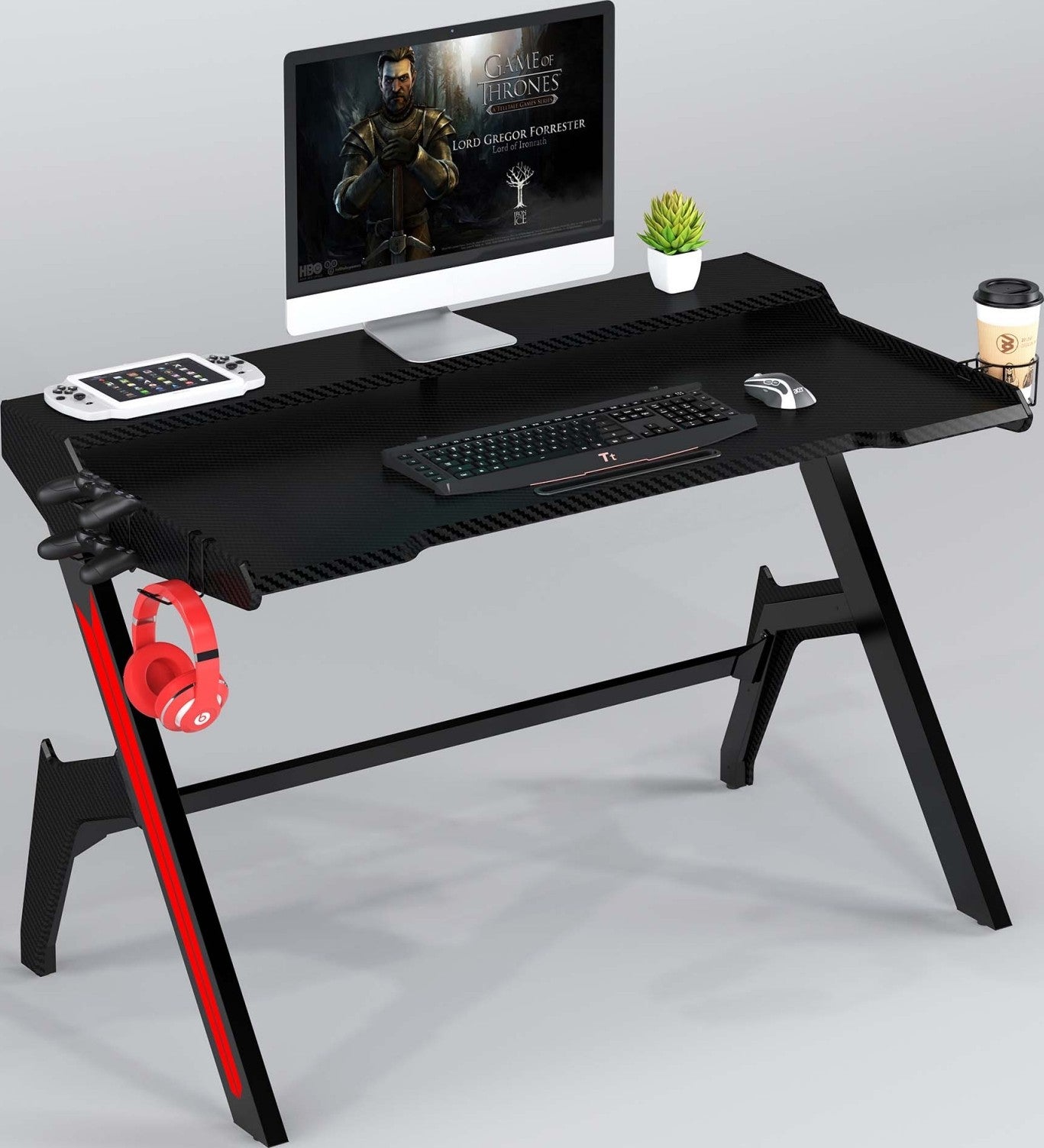 Carbon Fibre texture Modern Gaming Table