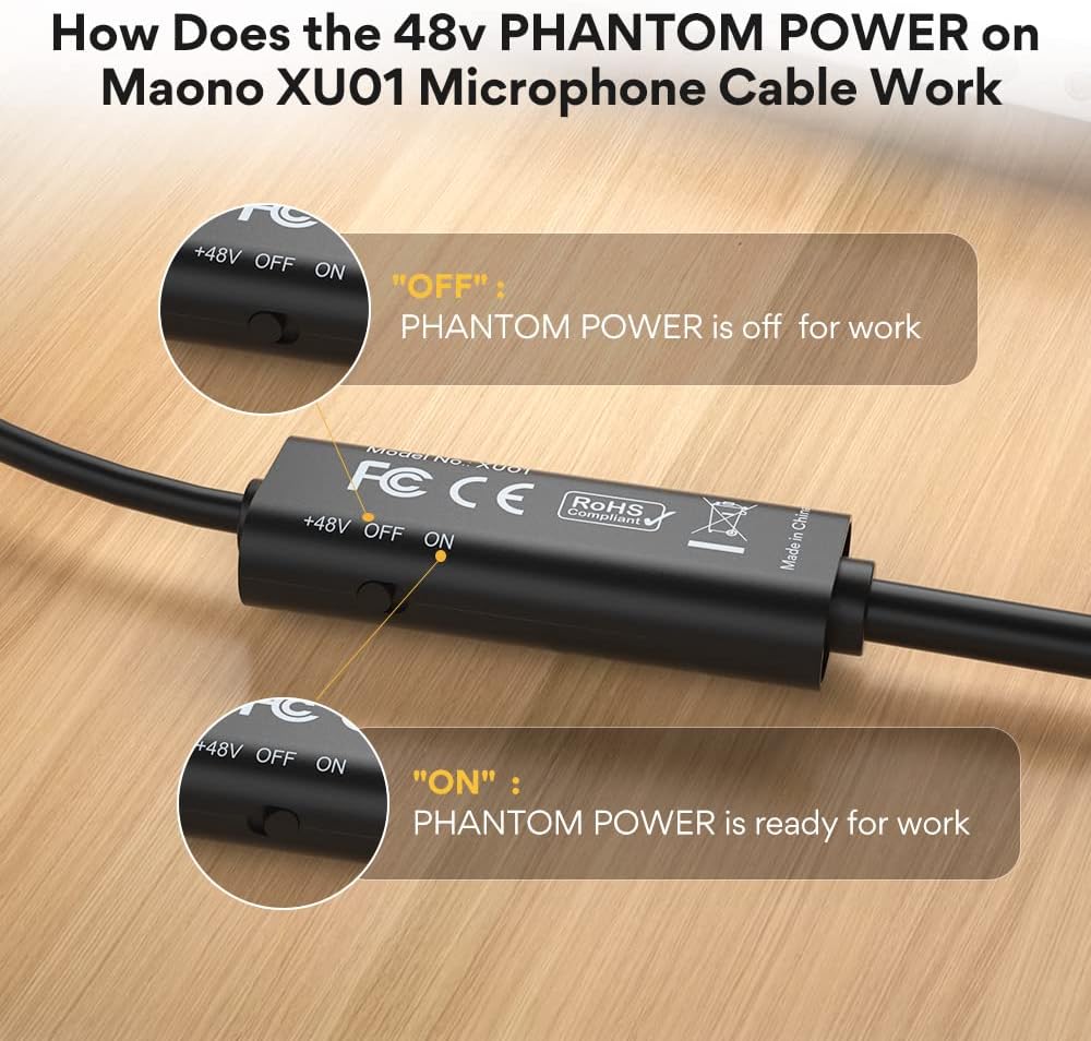 Cabo de microfone Maono AU-XU01 10FT USB para XLR