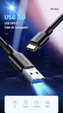 Ugreen Us184 Usb 3.0 p Usb Tipo C 1.5M Preto Cabo de Dados