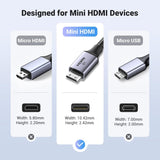 UGREEN 8K Mini HDMI to HDMI Cable 6.6FT Aluminum
