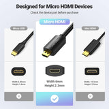 UGREEN Micro HDMI to HDMI Adapter, Male to Female Cable HDMI 2.0 4K@60Hz HDR 3D Dolby