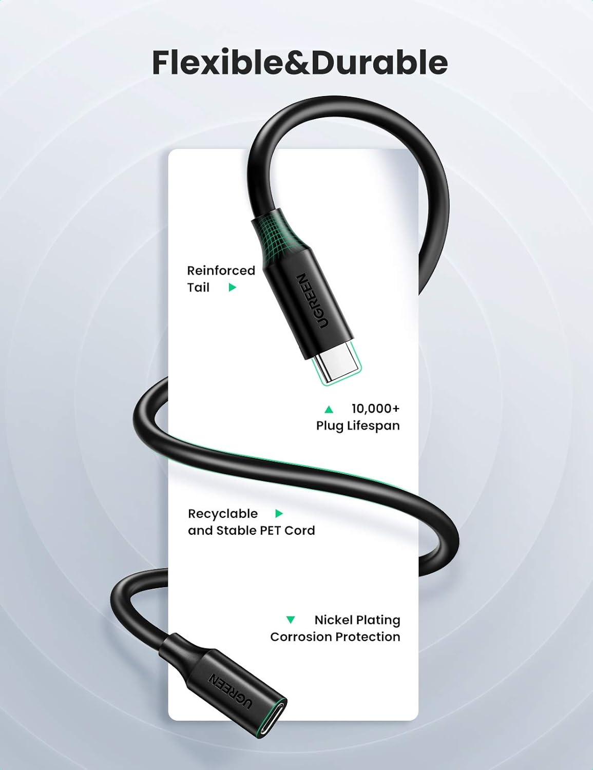 UGREEN 10387 USB C MALE TO FEMALE GEN2 EXTENSION CABLE – 1M