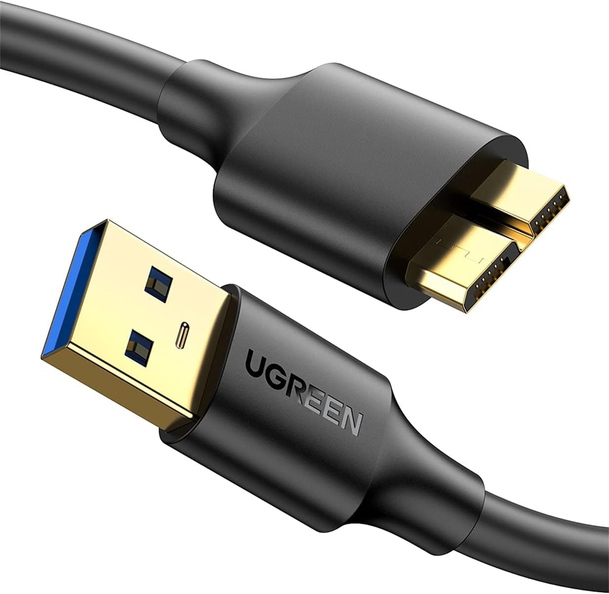 Ugreen US130 10841 cable with USB-A 3.0 - micro USB-B connectors, 1 m long - black