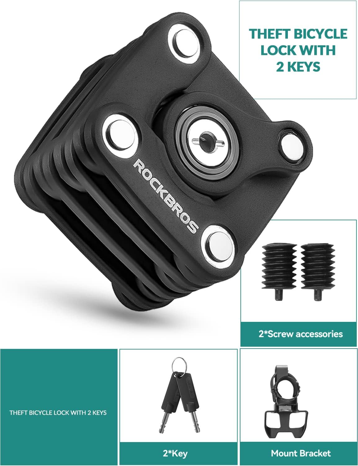 ROCKBROS Cube Bike Lock Heavy Duty Anti-Theft