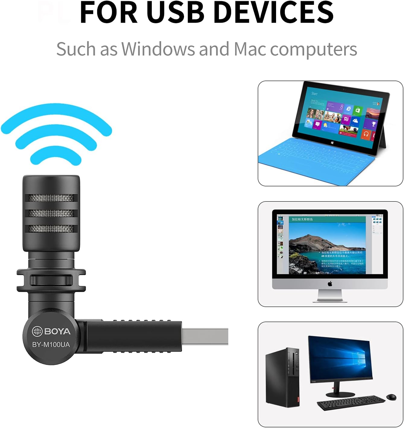 Microfone BOYA Plug &amp; Play BY-M100UA