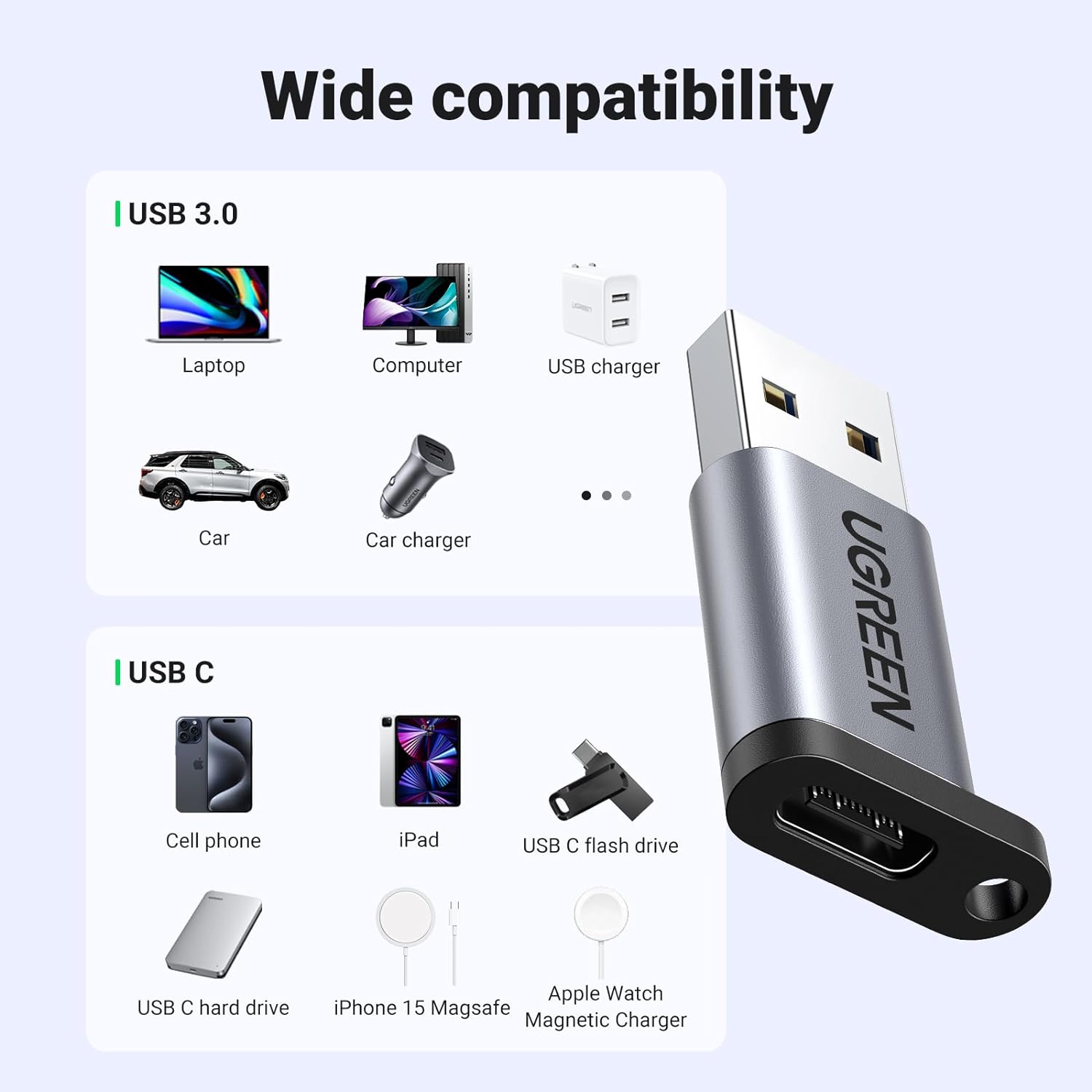 UGREEN 10Gbps USB C Female to USB Male Adapter