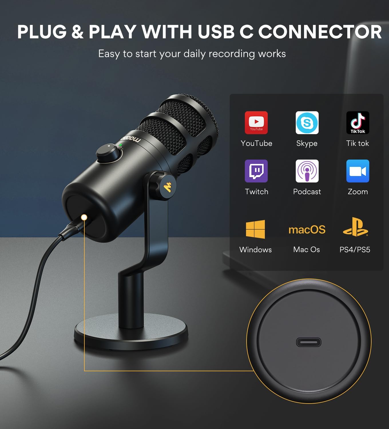 MICROPHONE DYNAMIC USB PD100U