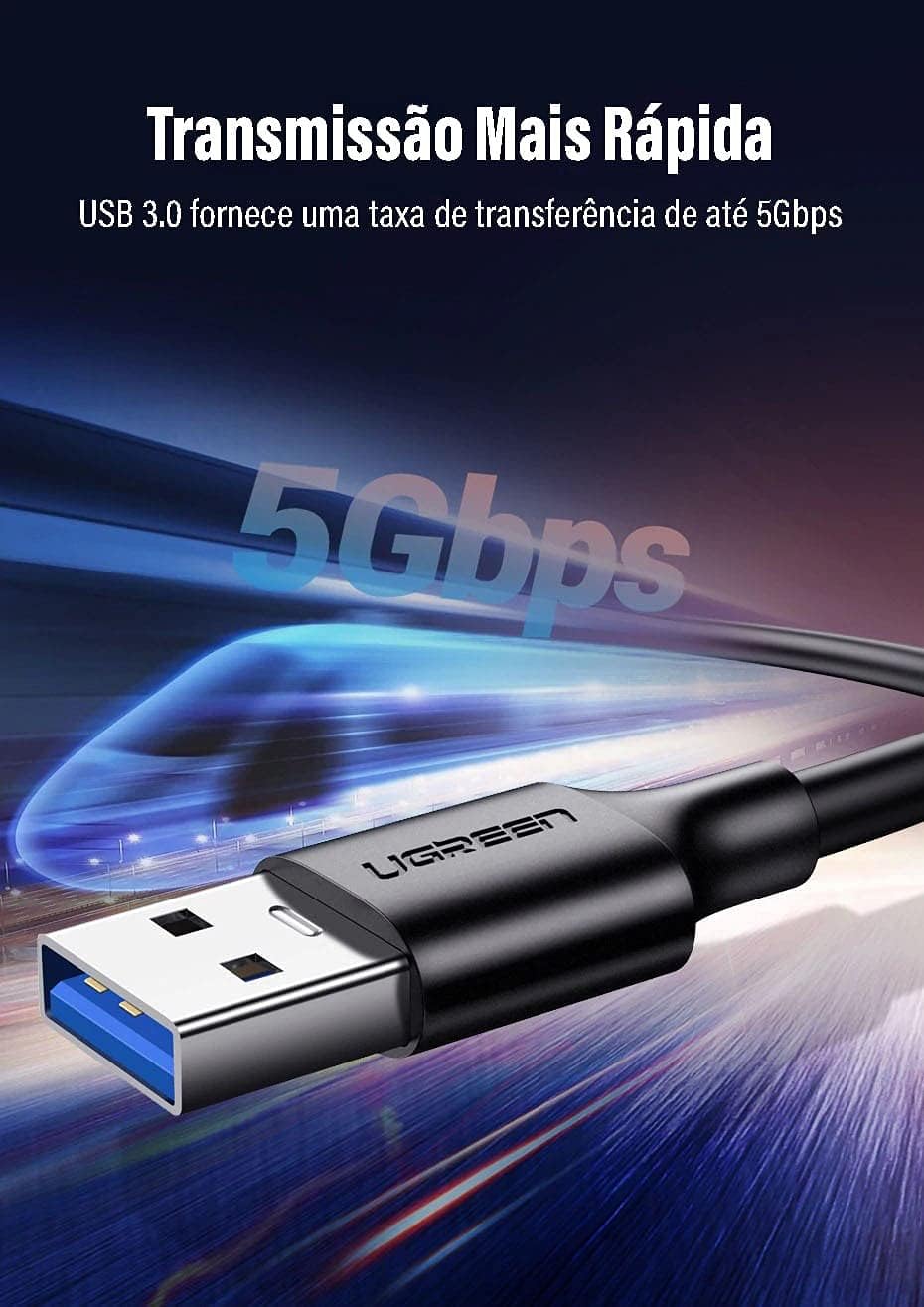 Ugreen Us184 Usb 3.0 p Usb Tipo C 1.5M Preto Cabo de Dados