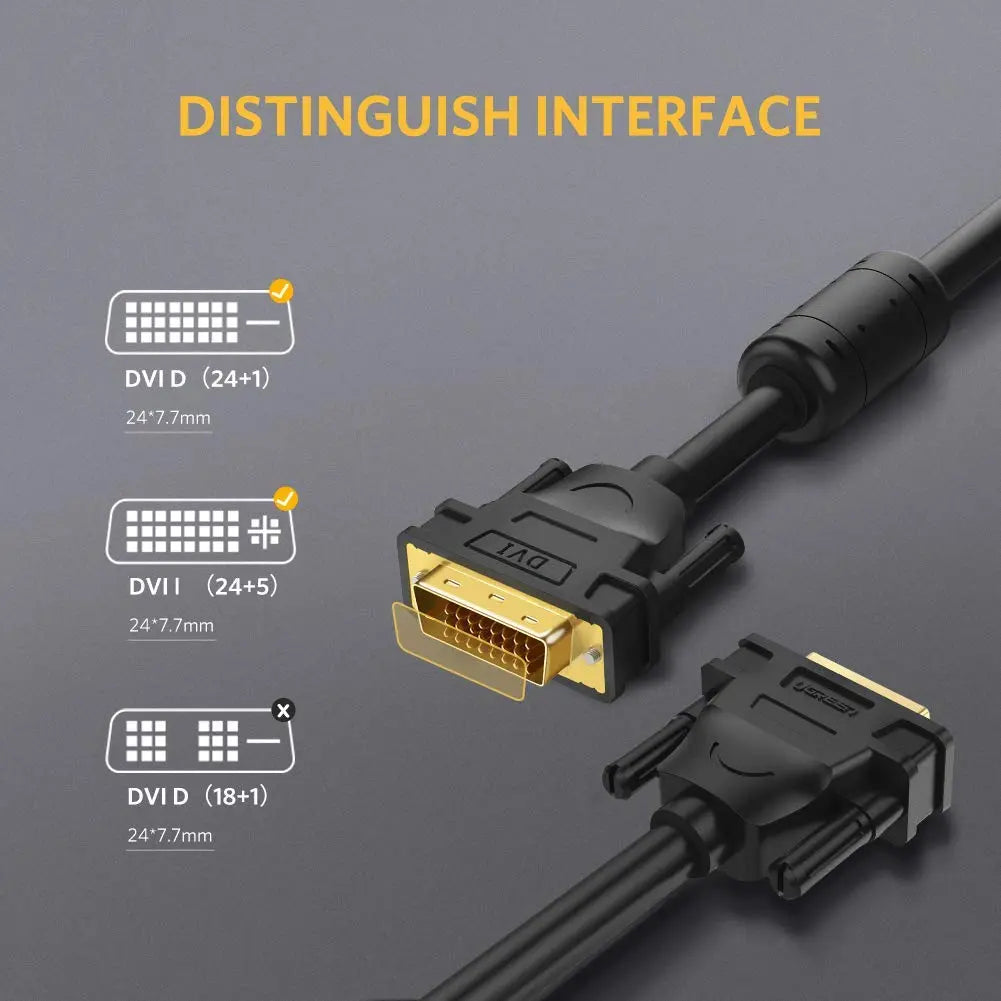 UGREEN 1.5M DVI-D 24+1 Dual Link Male to Male