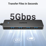 UGREEN USB 3.0 Hub, 4 Ports USB A Splitter Ultra-Slim USB
