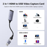 UGREEN Video Capture Card 4K HDMI to USB-A/USB-C HDMI