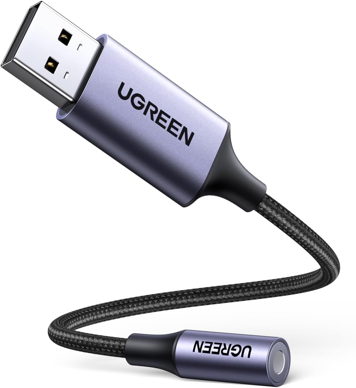 Adaptador de Som e Placa de Som Externa USB 2.0 UGREEN 30757 com Entradas P2 3,5mm para Fone e Microfone