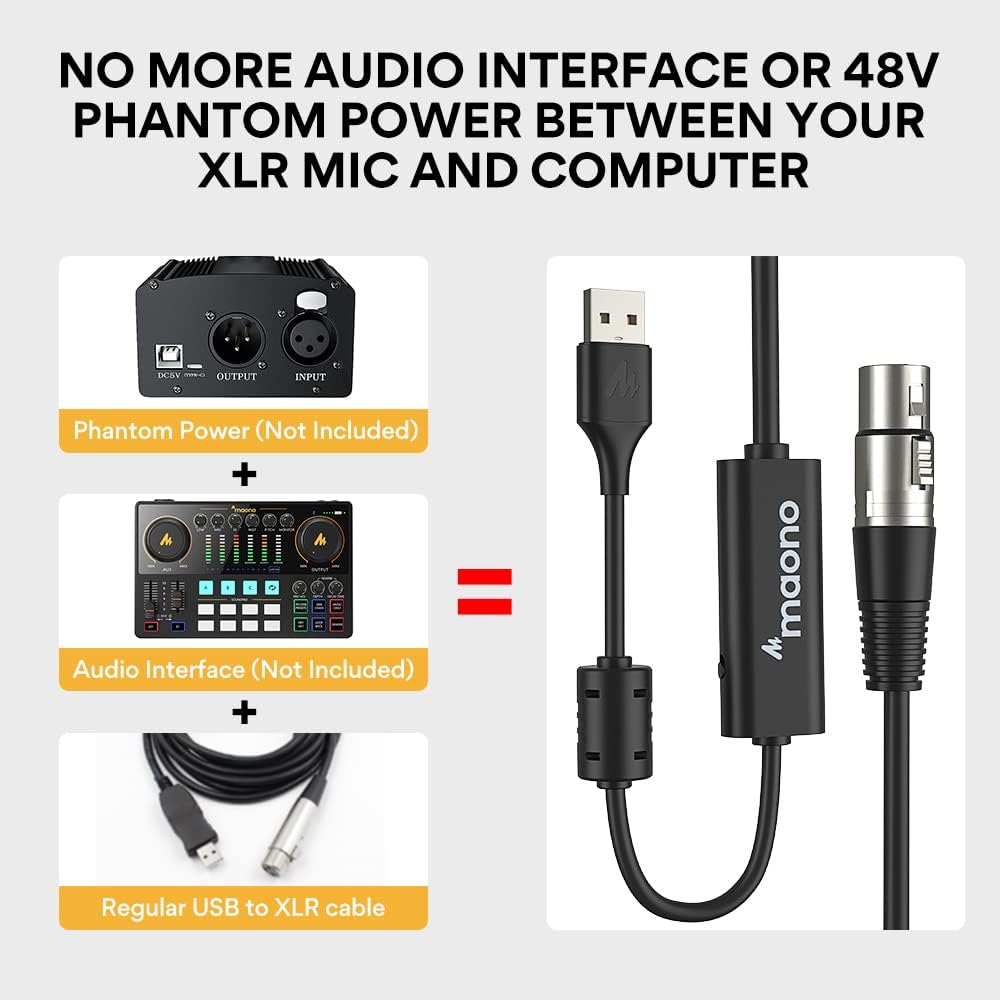 Cabo de microfone Maono AU-XU01 10FT USB para XLR