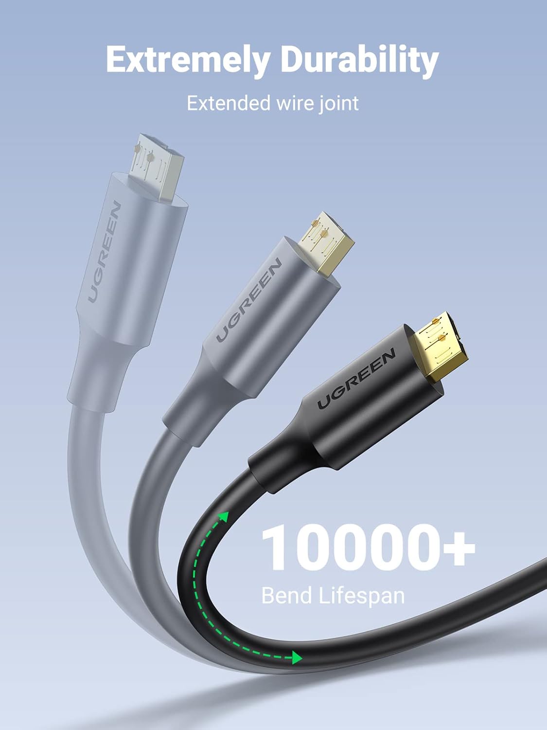 Ugreen US130 10841 cable with USB-A 3.0 - micro USB-B connectors, 1 m long - black