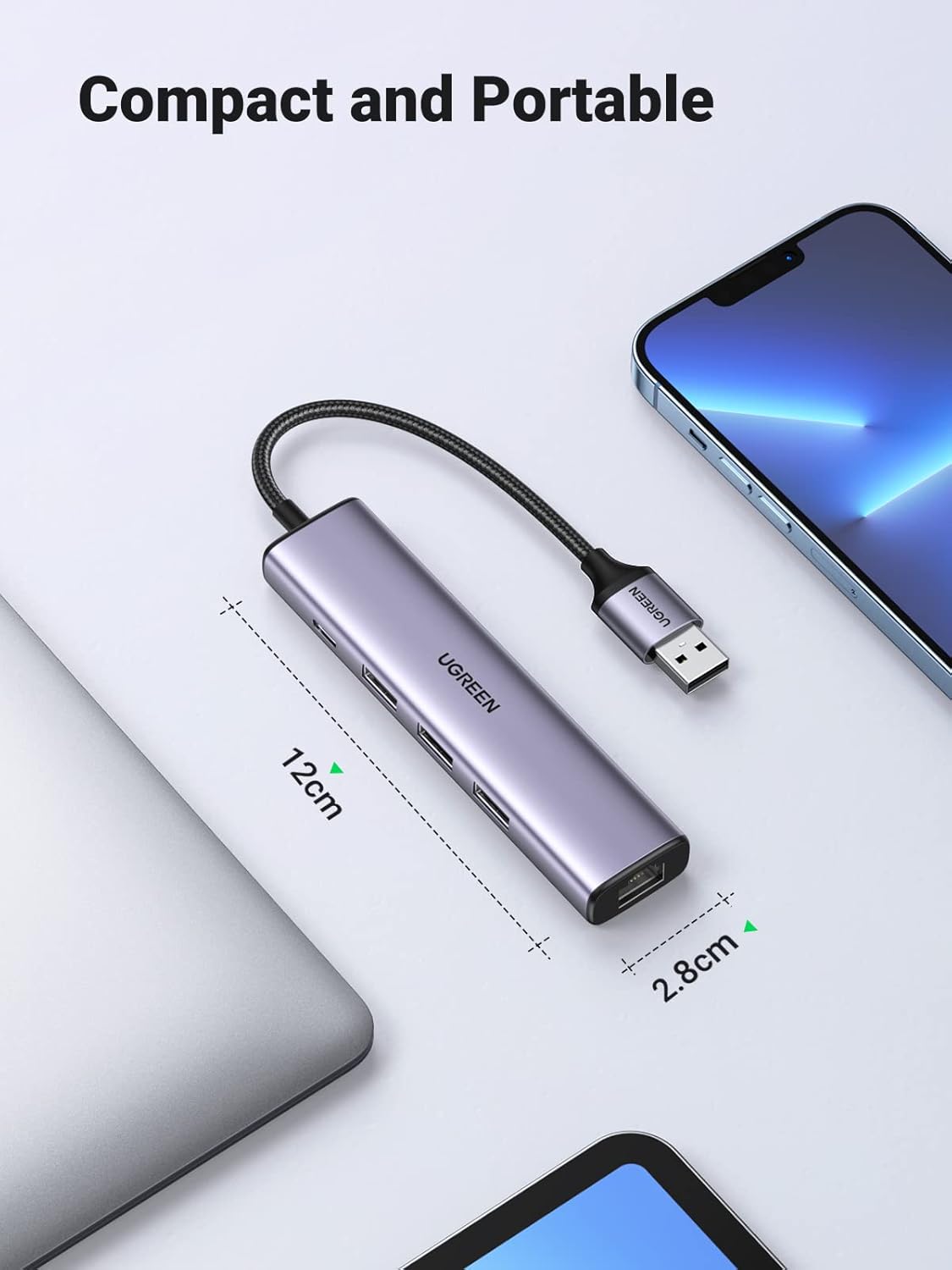 UGREEN USB to Ethernet Adapter, 5 in 1 USB Hub with Ethernet