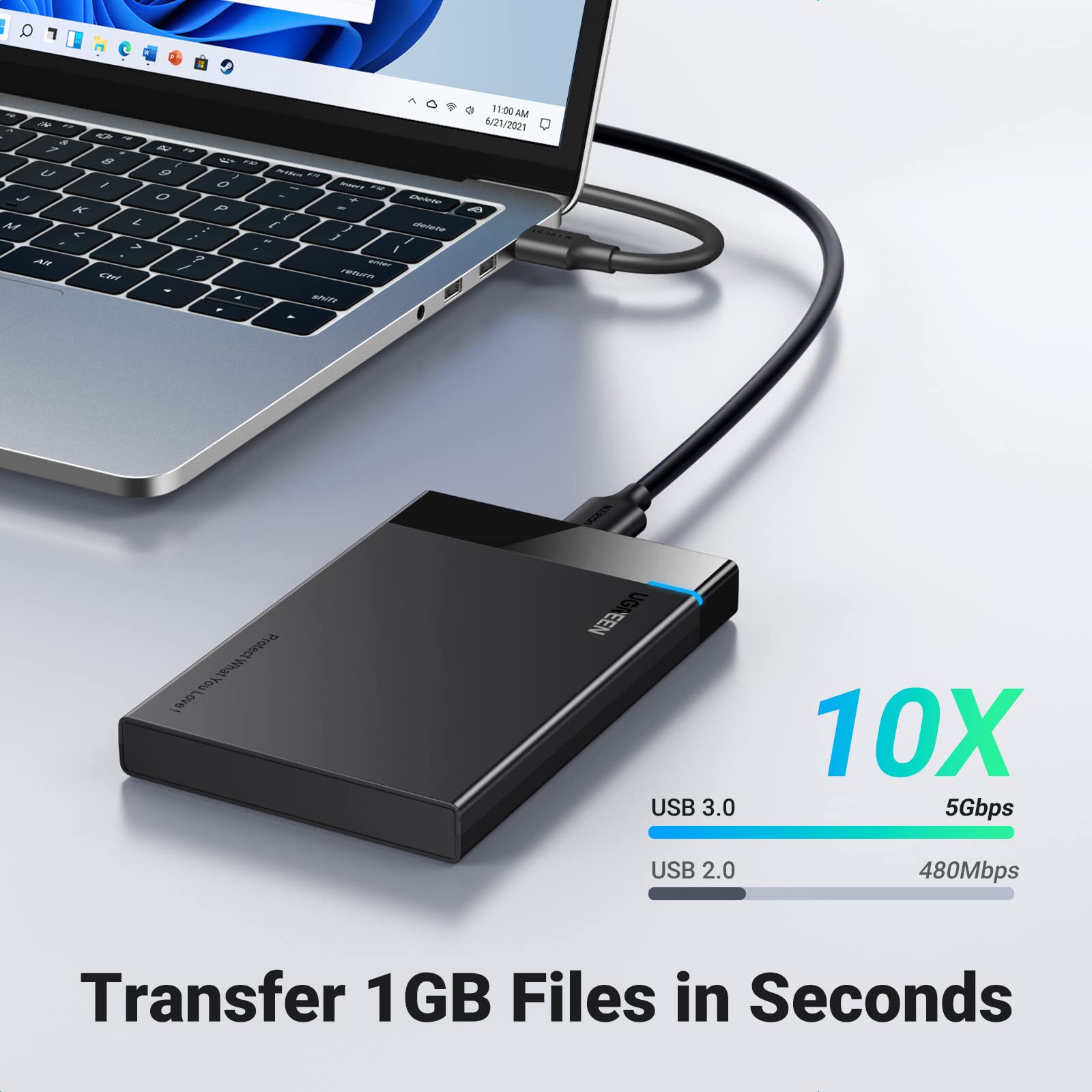Adaptador UGREEN USB 3.0 para SATA III para gabinete de disco rígido de 2,5" 30848