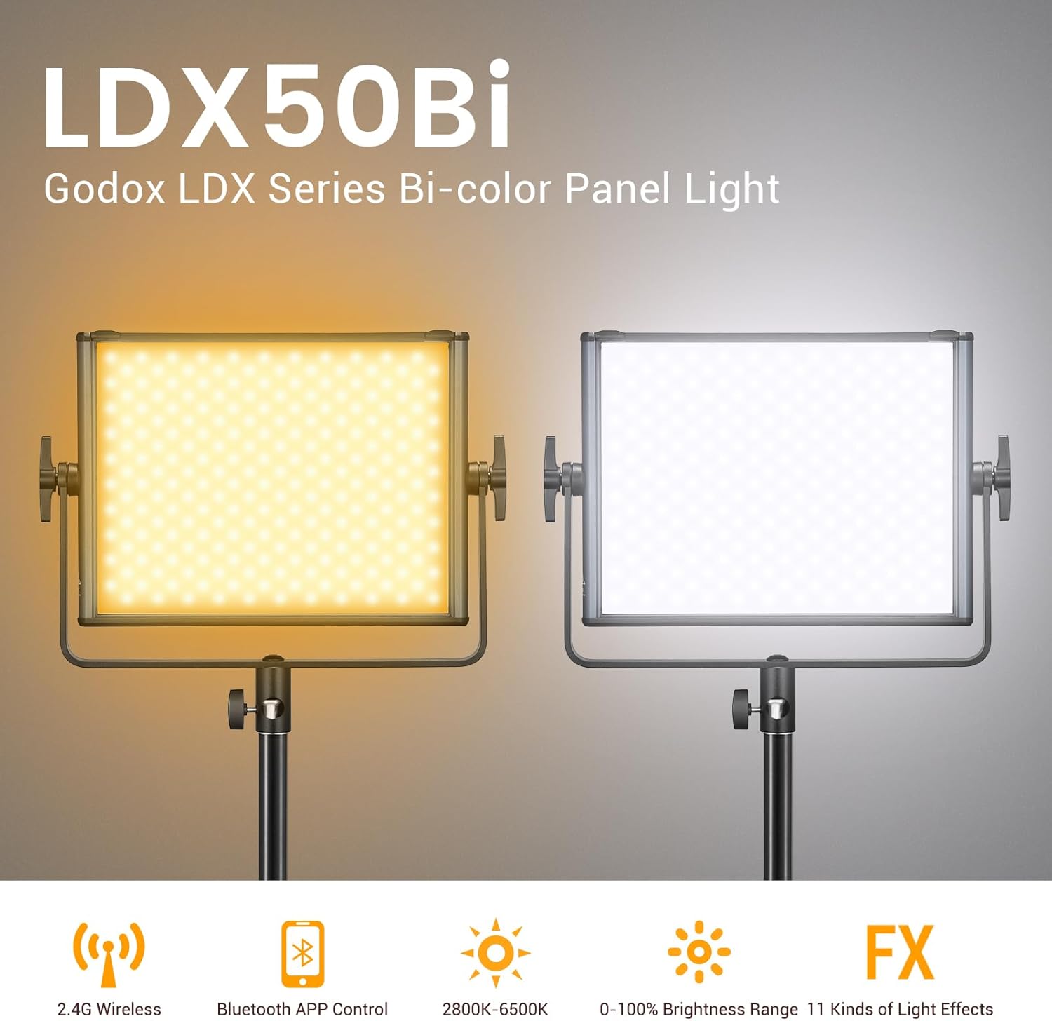 Godox LDX50Bi 14'' Luz de vídeo LED bicolor, 65W