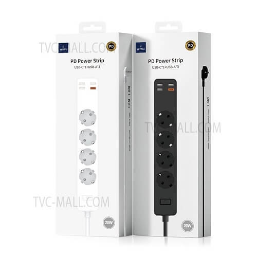 EXTENSAO wiwu POWER STRIP USB-C/ USB-A PRETA 1.6 DP 20W