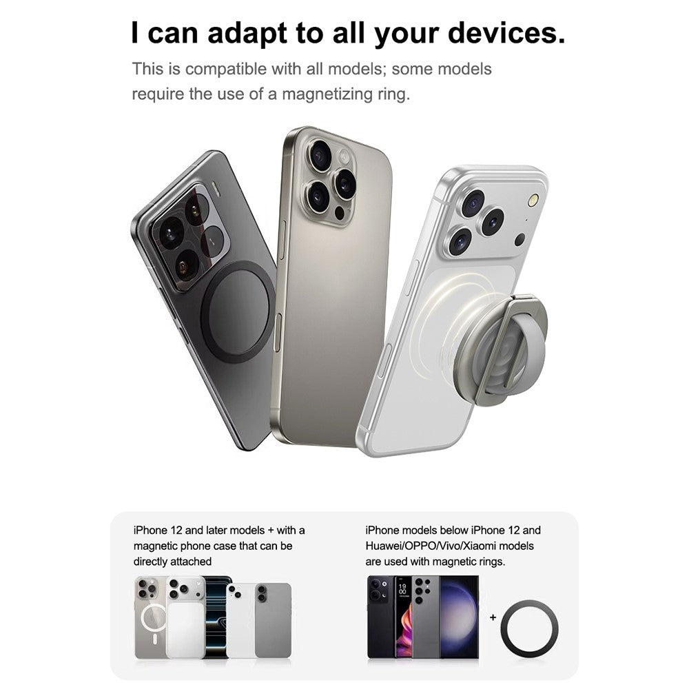 Suporte Magnético de Anel NJOYNY NY-189 360° MagSafe com Alça para Smartphone