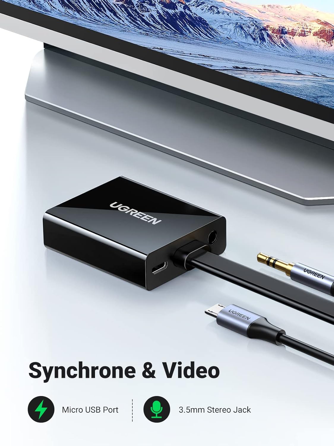 UGREEN Active HDMI to VGA Adapter with 3.5mm Audio