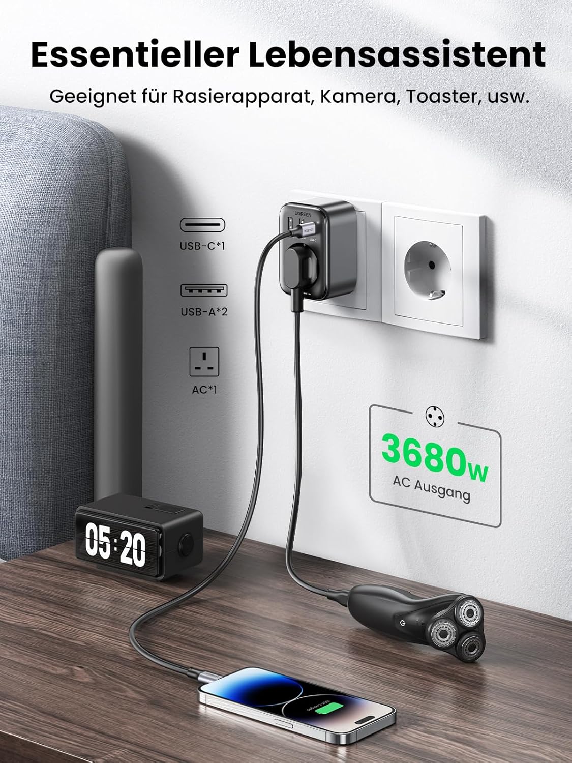 UGREEN PD 30W USB C Socket Adapter
